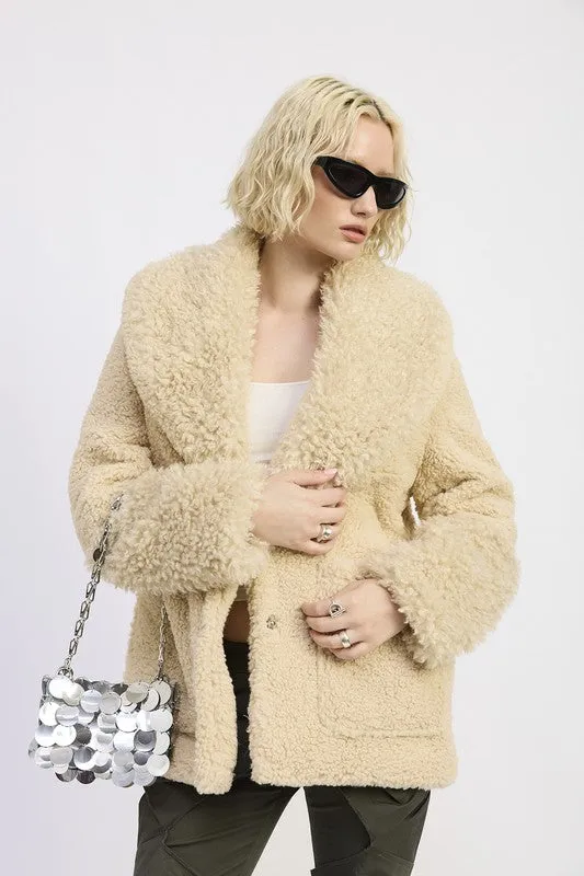 FUR TRIMMED FLEECE JACKET WITH POCKETS sold by Charming Charlie product image thumbnail 4