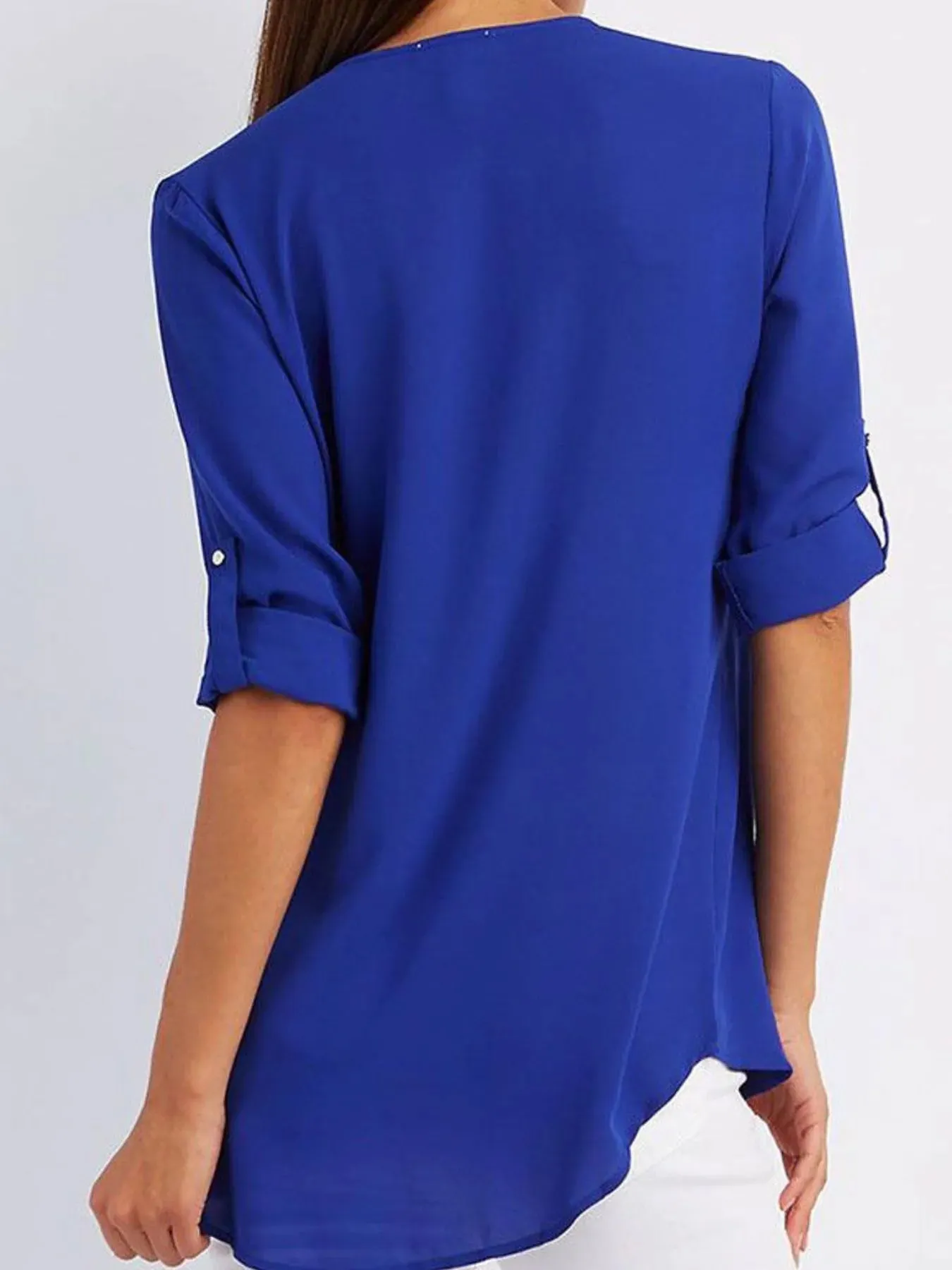 Full Size Zip Front Half Sleeve Blouse Plus Size sold by Charming Charlie product image thumbnail 3