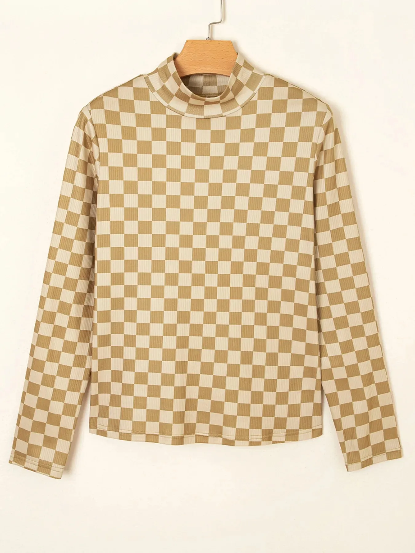 Check Pattern Turtleneck Slim Long Sleeve Tee sold by Charming Charlie product image thumbnail 3