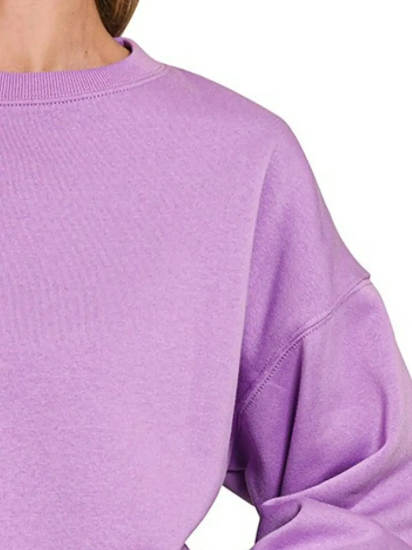 Zenana Fleece Crewneck Long Sleeve Sweatshirt sold by Charming Charlie product image thumbnail 2