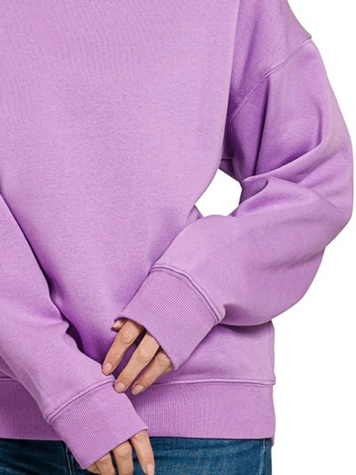 Zenana Fleece Crewneck Long Sleeve Sweatshirt sold by Charming Charlie product image thumbnail 3