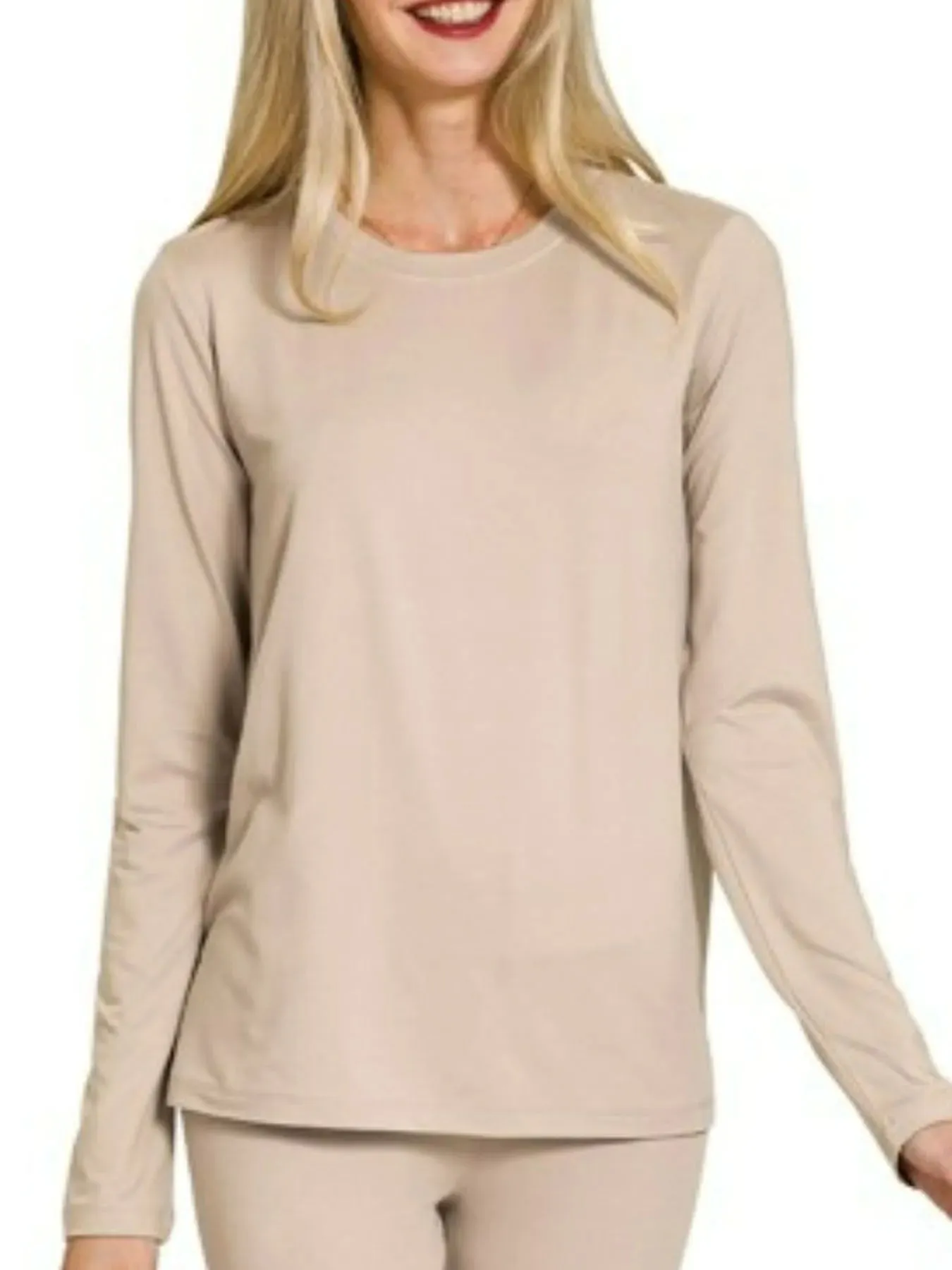Zenana Microfiber Round Neck Top and Leggings Set sold by Charming Charlie product image thumbnail 3