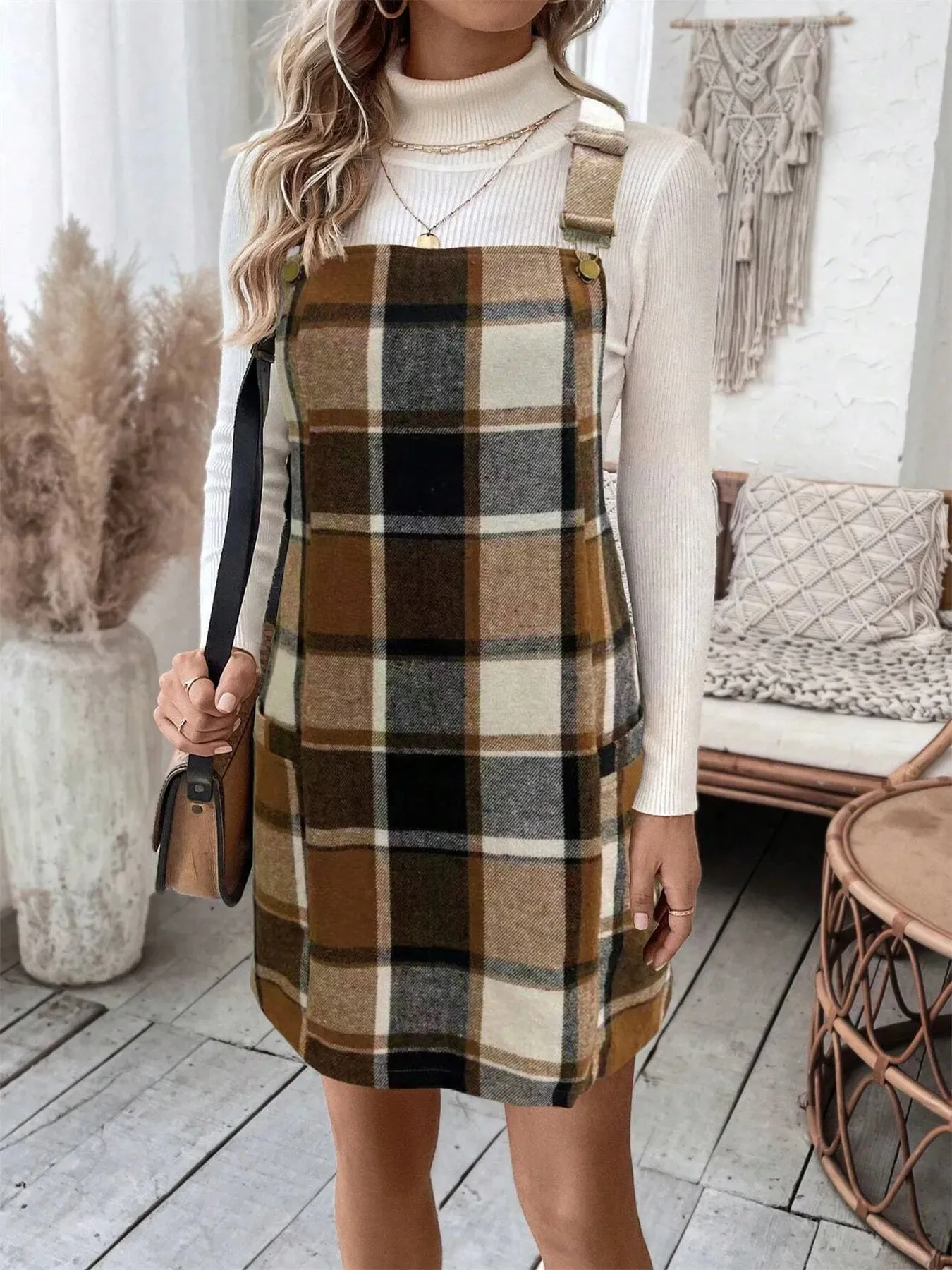 Plaid Square Neck Mini Dress sold by Charming Charlie product image thumbnail 2