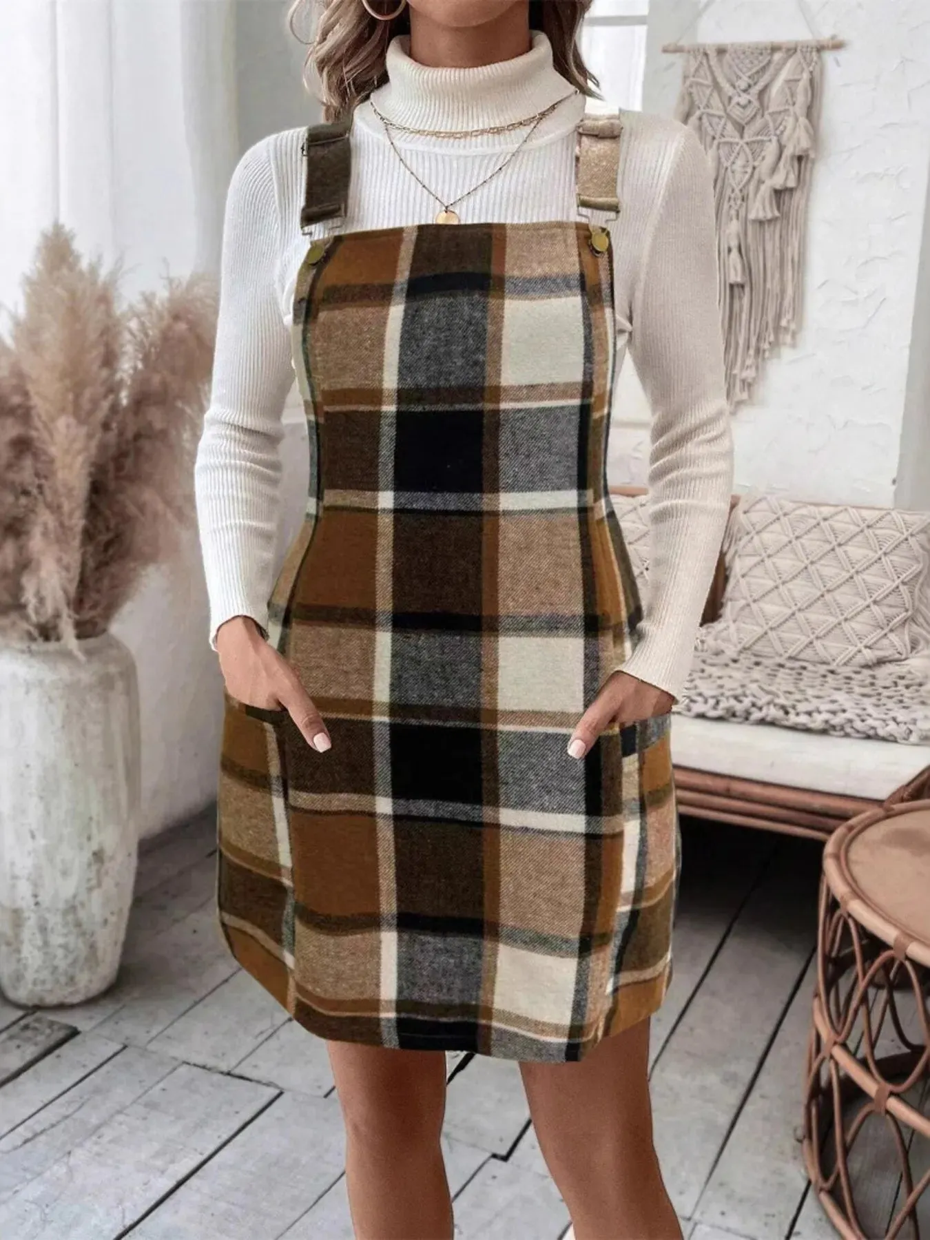 Plaid Square Neck Mini Dress sold by Charming Charlie product image thumbnail 4