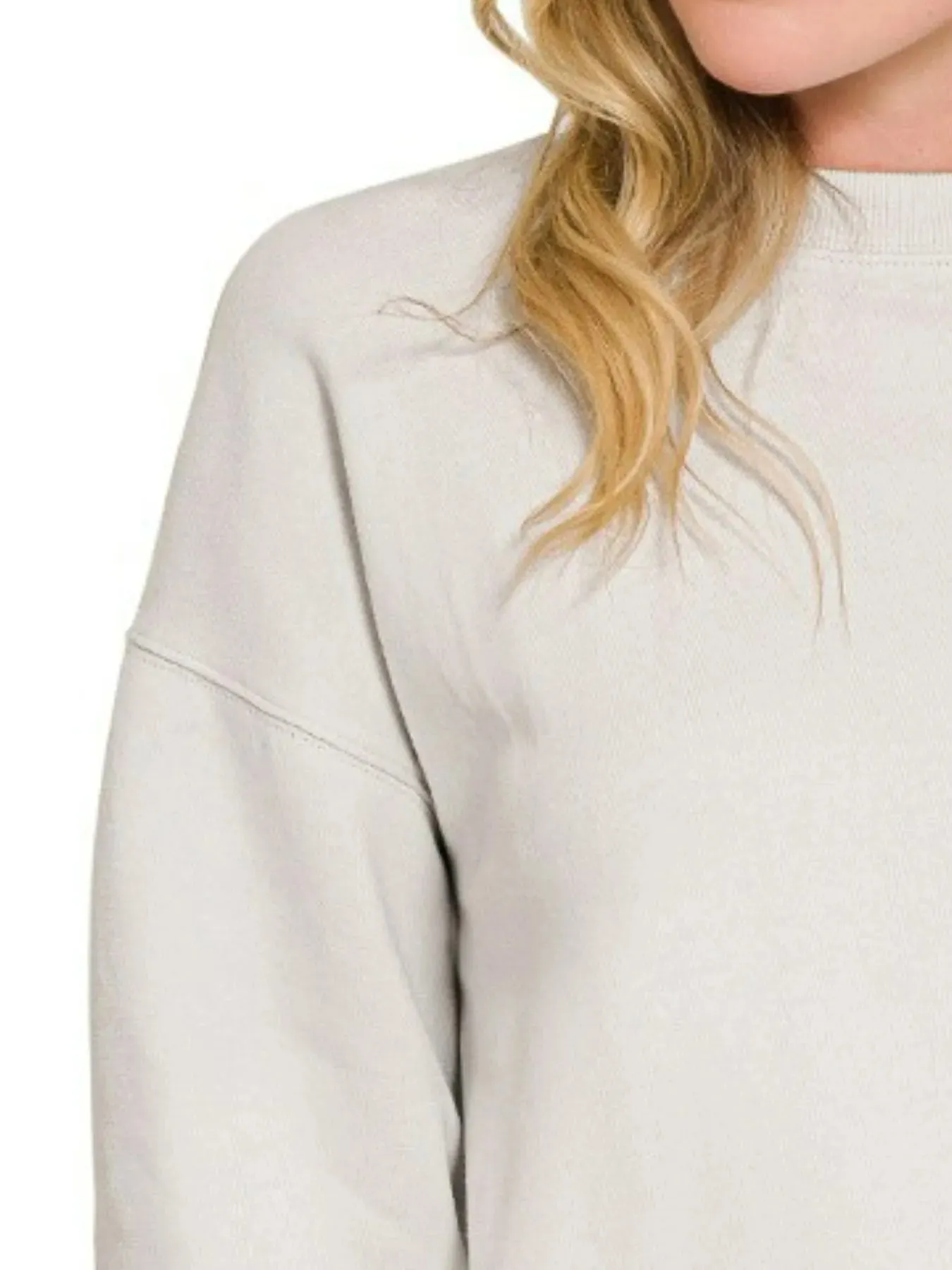 Zenana Fleece Crewneck Long Sleeve Sweatshirt sold by Charming Charlie product image thumbnail 2