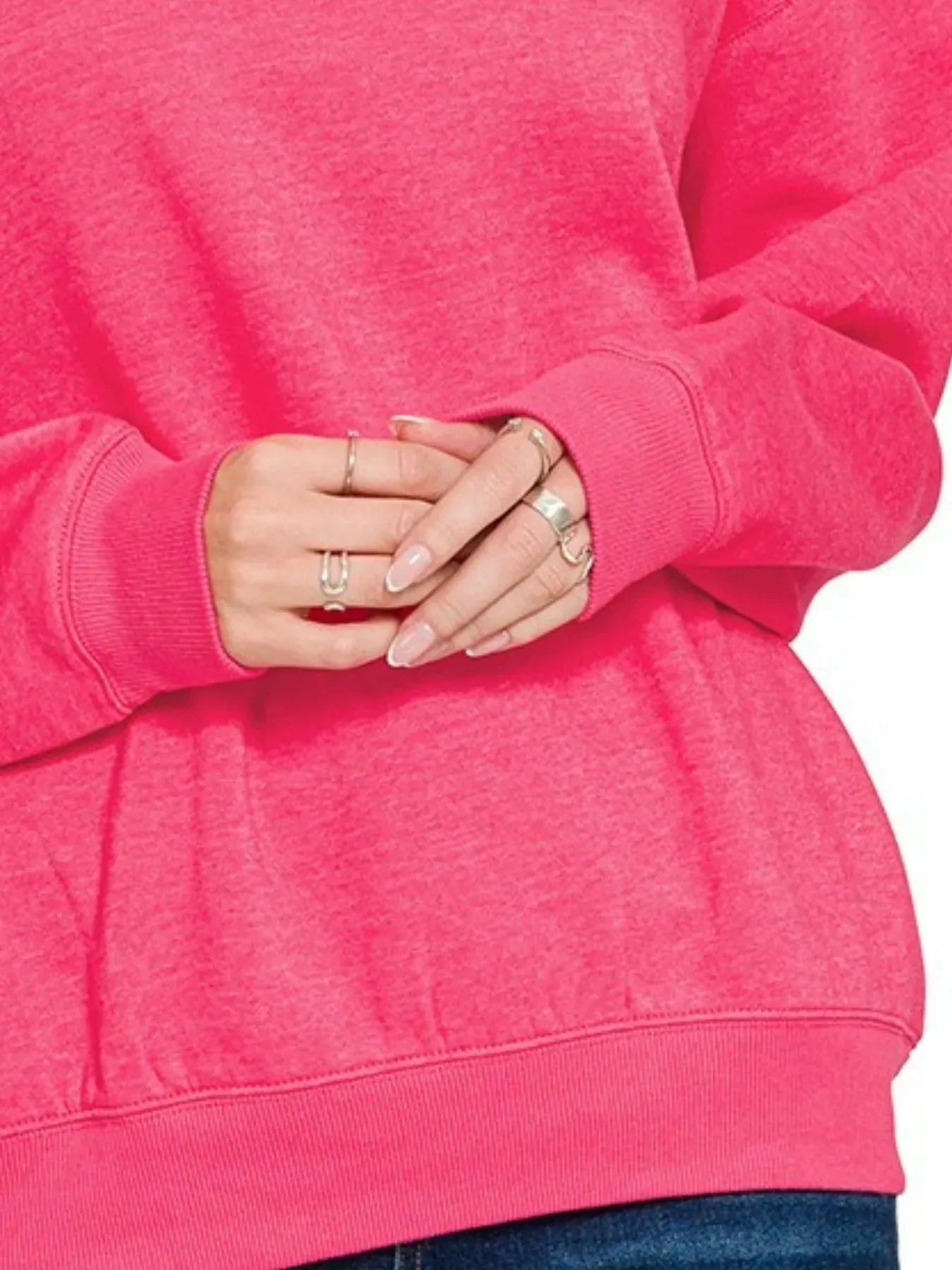 Zenana Fleece Crewneck Long Sleeve Sweatshirt sold by Charming Charlie product image thumbnail 2