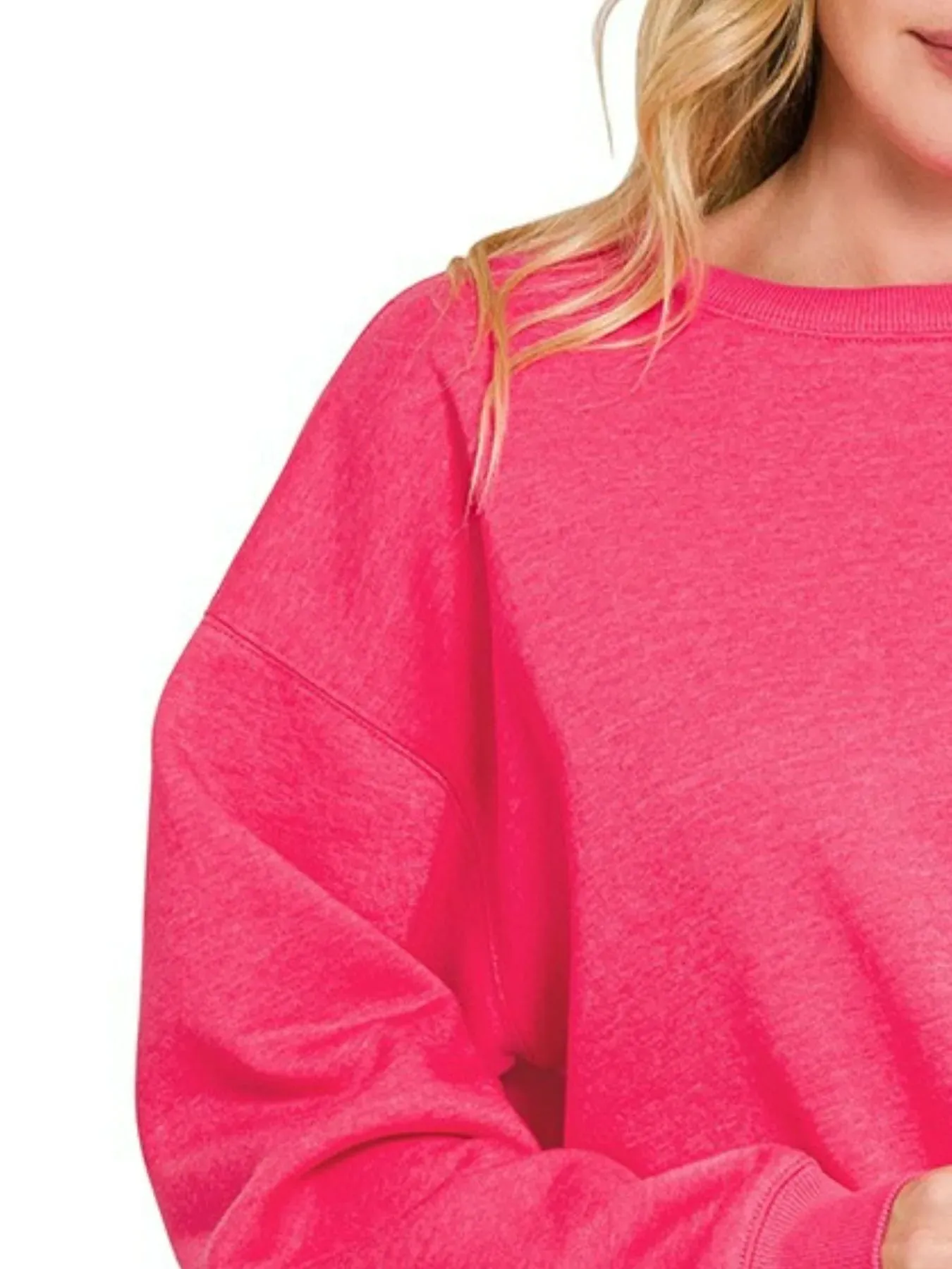 Zenana Fleece Crewneck Long Sleeve Sweatshirt sold by Charming Charlie product image thumbnail 3