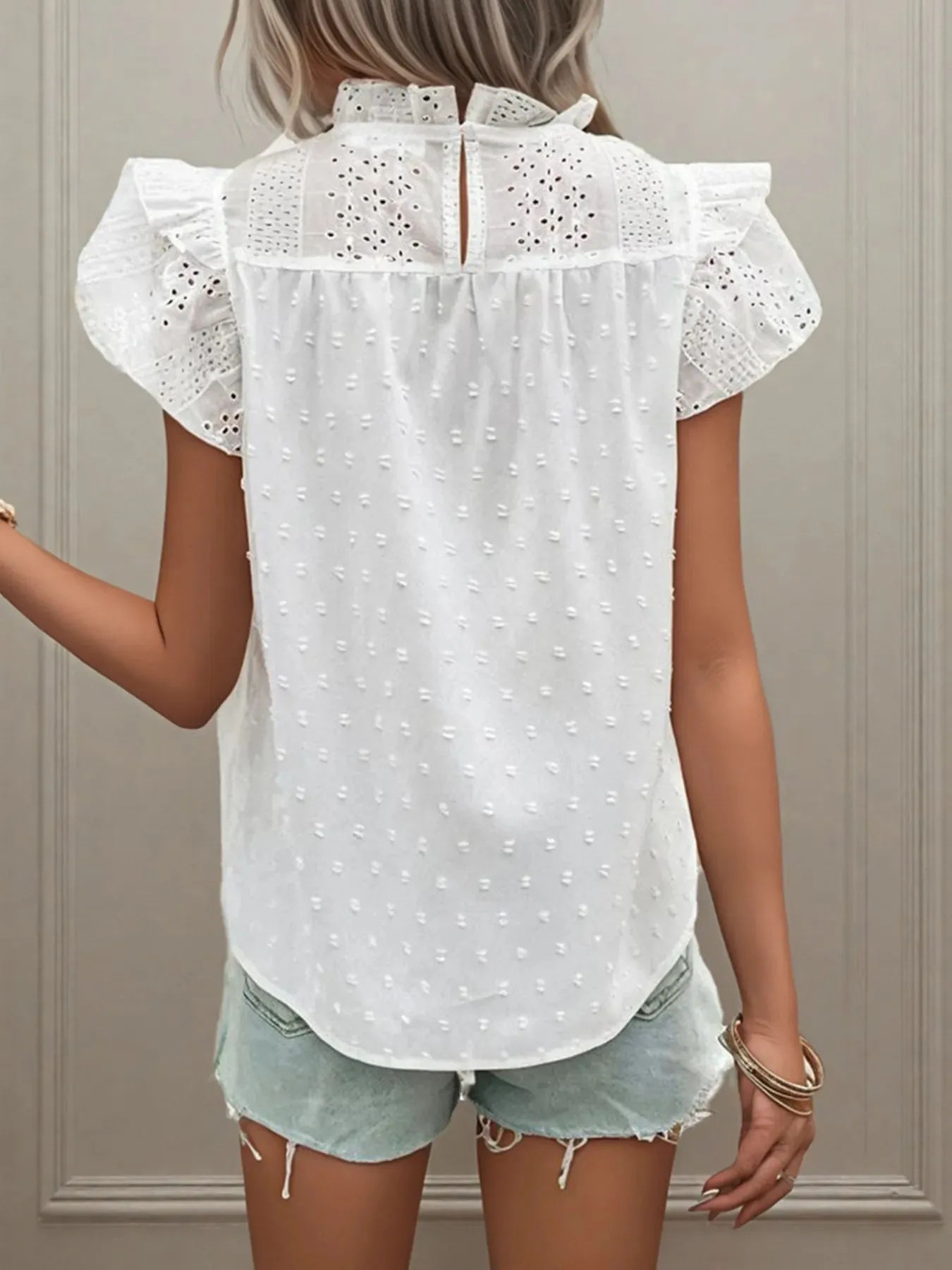 Eyelet Swiss Dot Cap Sleeve Blouse sold by Charming Charlie product image thumbnail 3