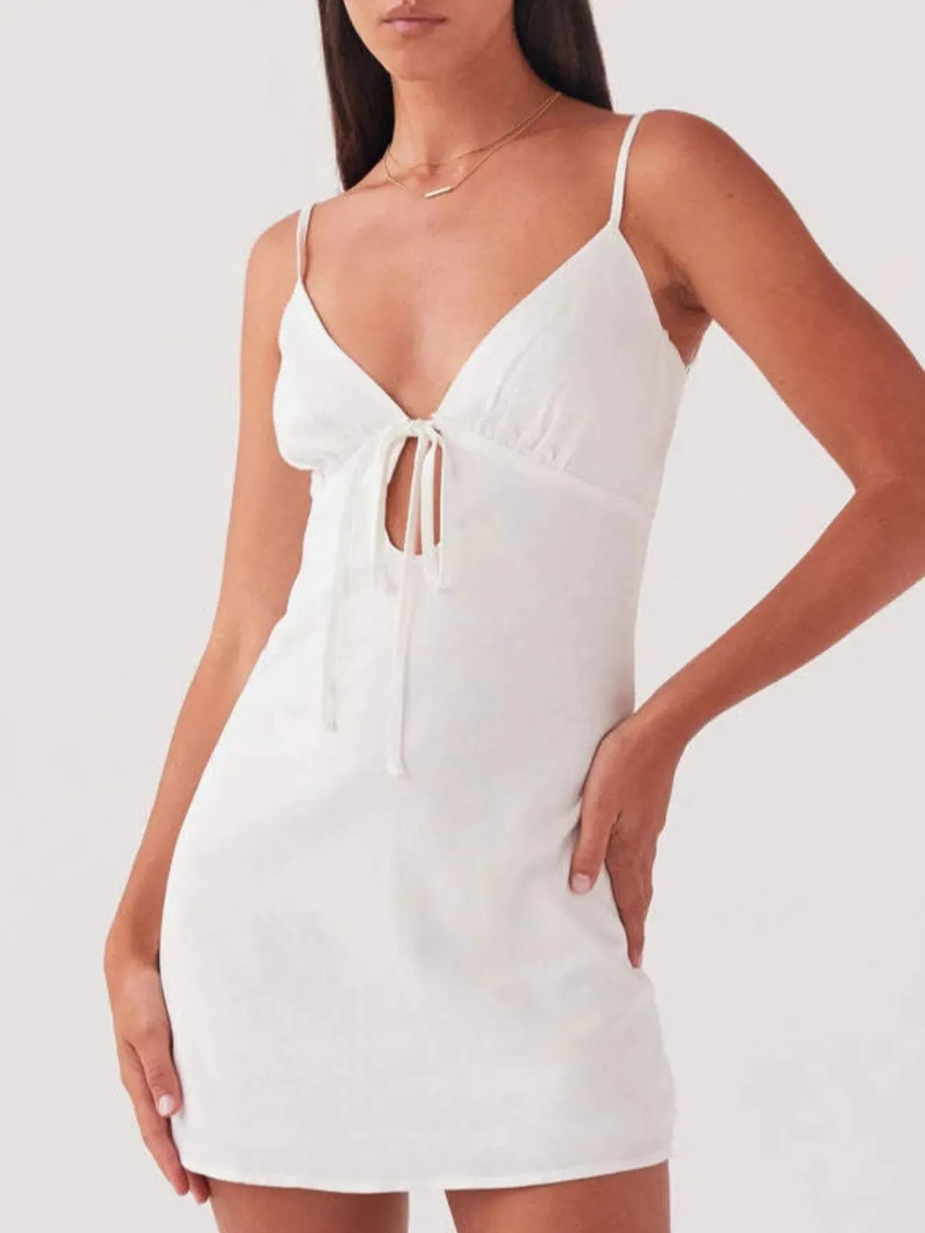 Tie-Front Mini Cami Dress sold by Charming Charlie product image thumbnail 4