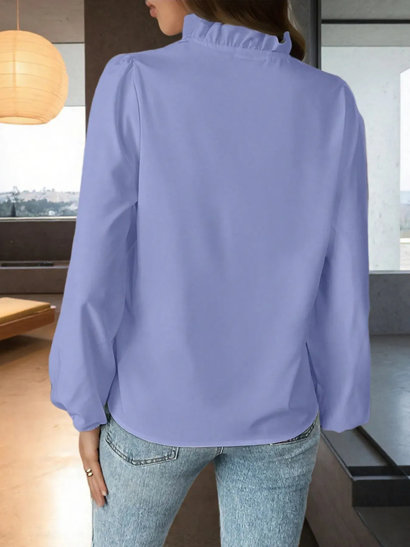 Ruffled Balloon Sleeve Blouse sold by Charming Charlie product image thumbnail 3