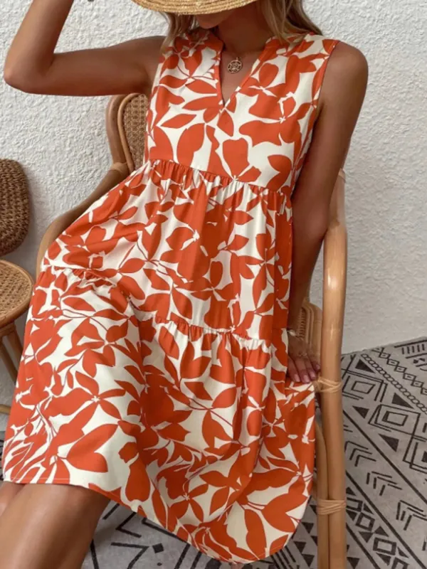 Printed V-Neck Sleeveless Mini Dress sold by Charming Charlie