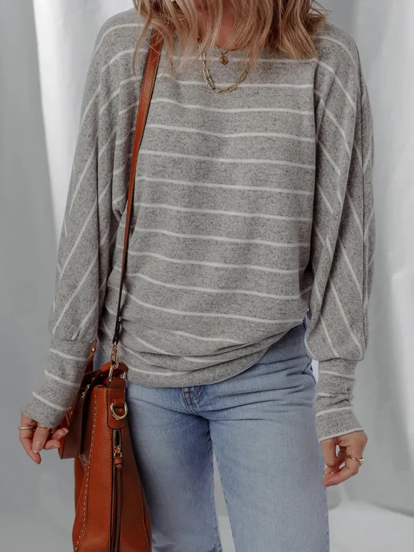 Stripe Dolman Sleeve Drop Shoulder Top sold by Charming Charlie