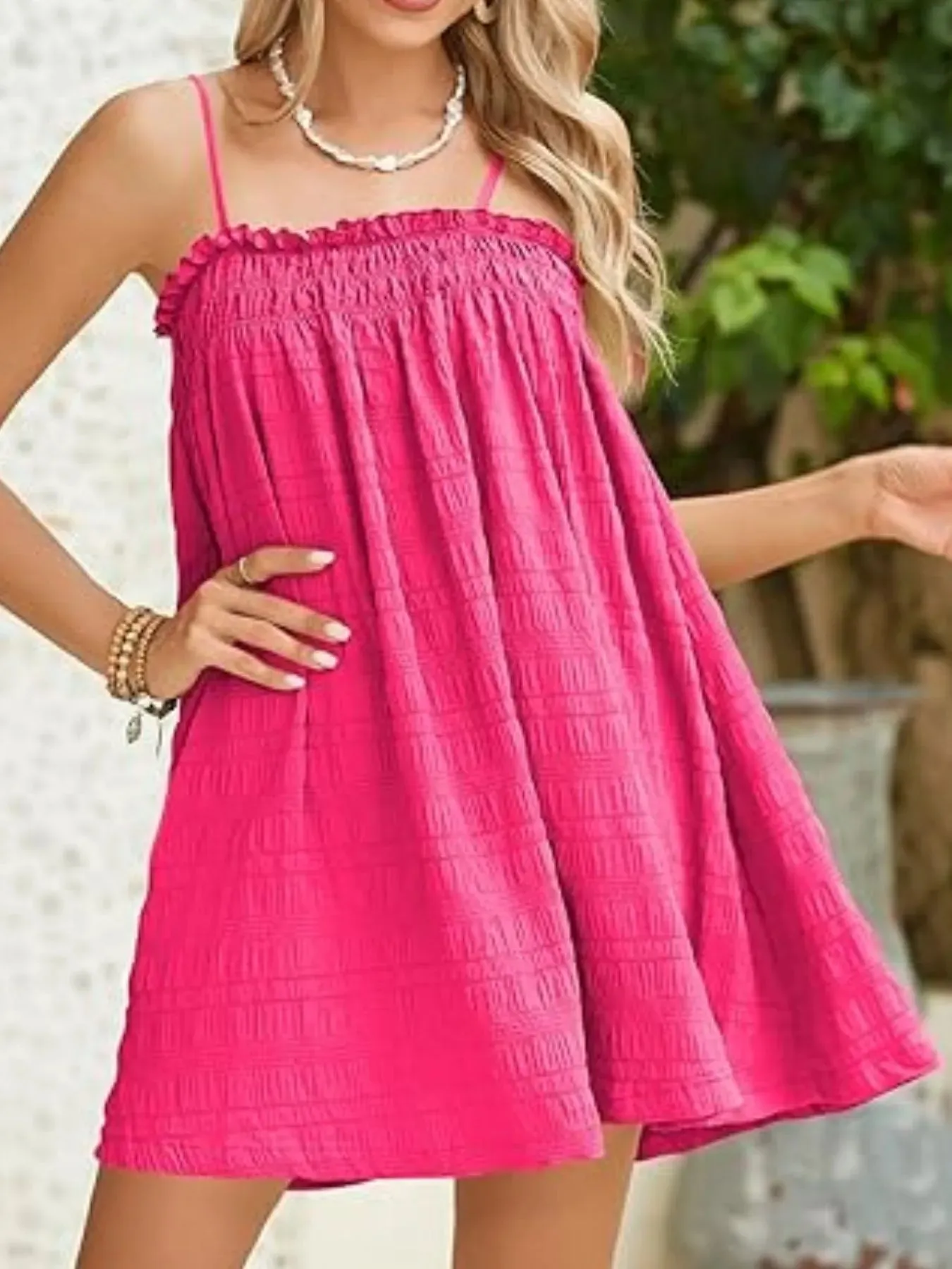 Frill Textured Mini Cami Dress sold by Charming Charlie product image thumbnail 4