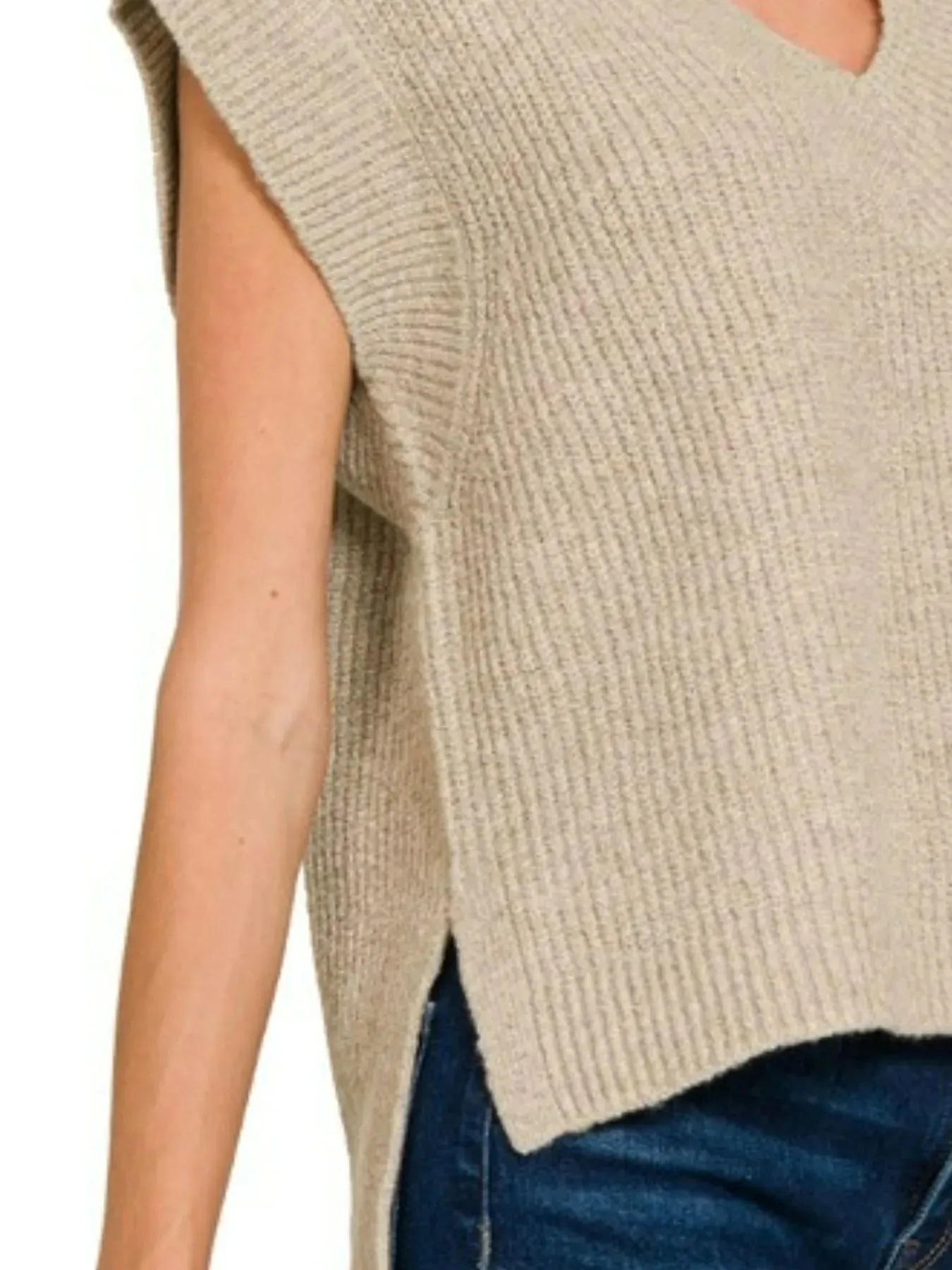 Zenana Oversized Sweater Vest with Side Slit sold by Charming Charlie product image thumbnail 3
