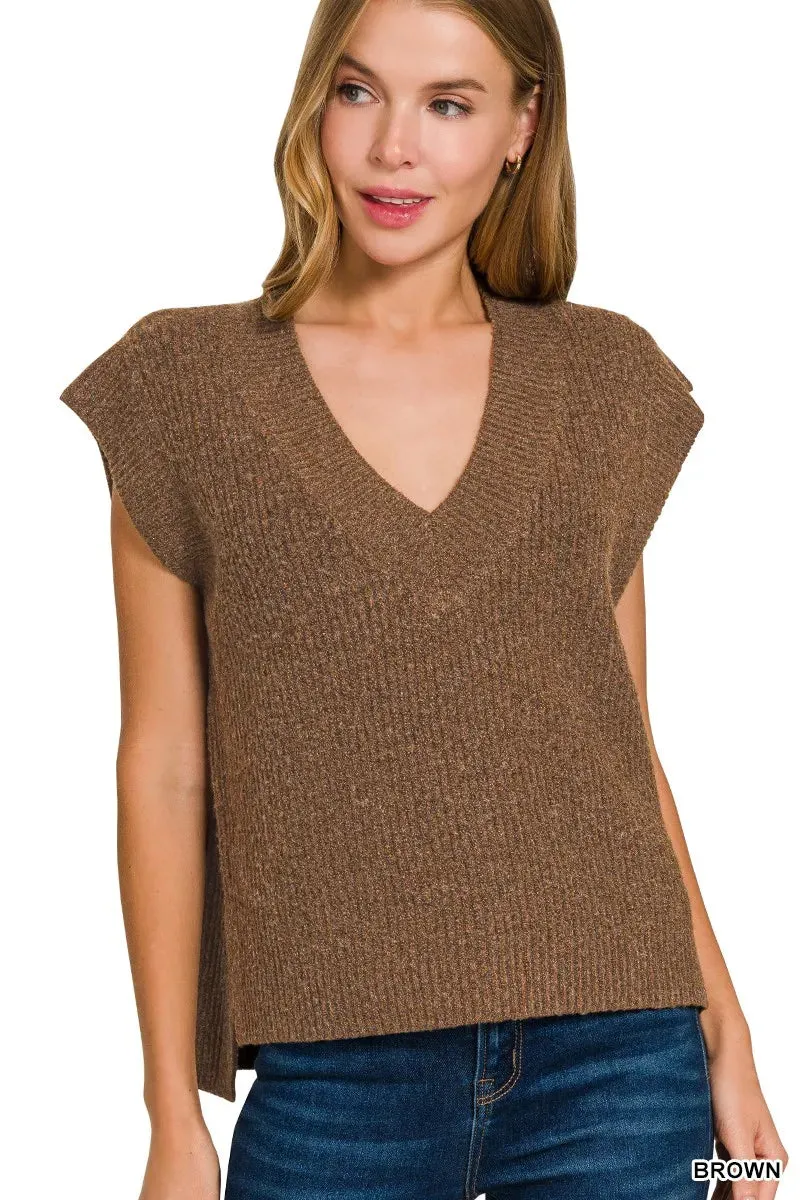 Zenana Oversized Sweater Vest with Side Slit sold by Charming Charlie