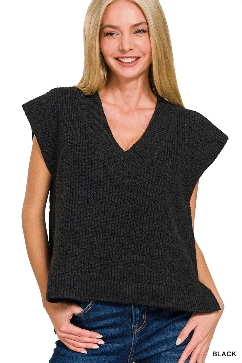 Zenana Oversized Sweater Vest with Side Slit sold by Charming Charlie