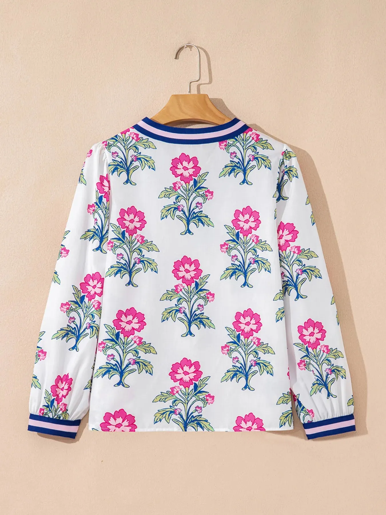 Floral Print Striped V Neck Blouse sold by Charming Charlie product image thumbnail 4