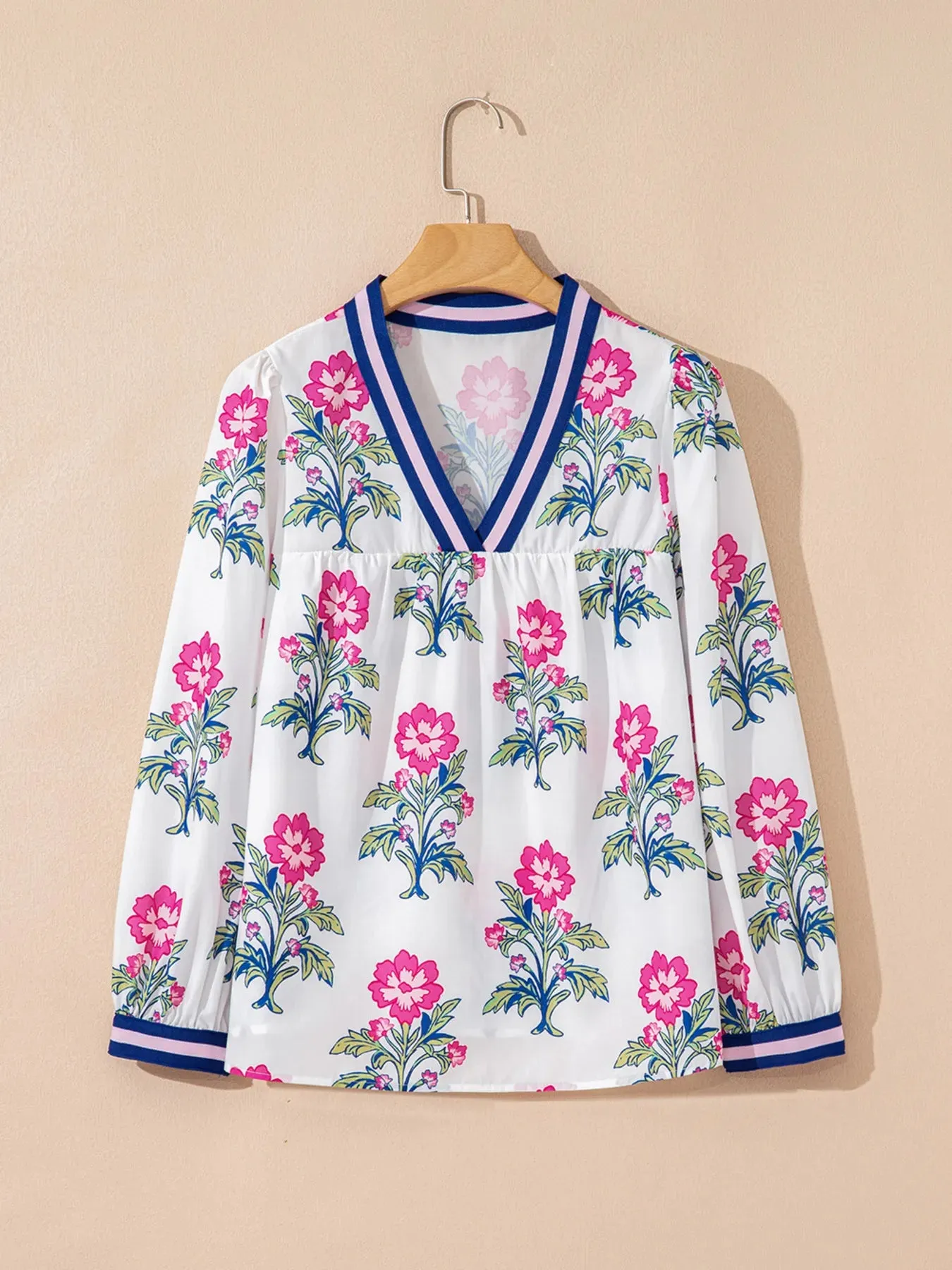 Floral Print Striped V Neck Blouse sold by Charming Charlie product image thumbnail 3