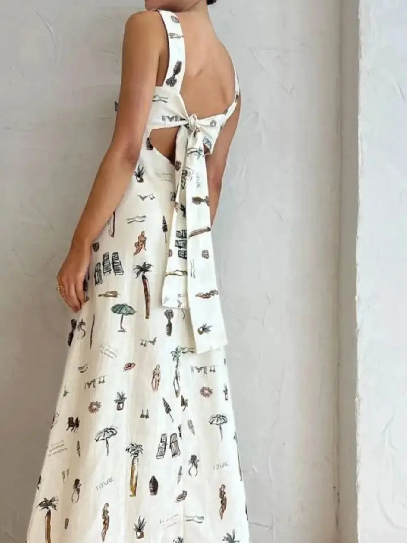 Full Size Printed Square Neck Tie Back Maxi Dress Plus Size sold by Charming Charlie product image thumbnail 2