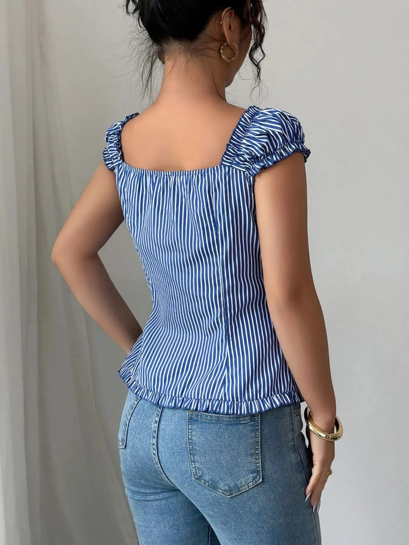 Striped Cap Sleeve Shirt sold by Charming Charlie product image thumbnail 4