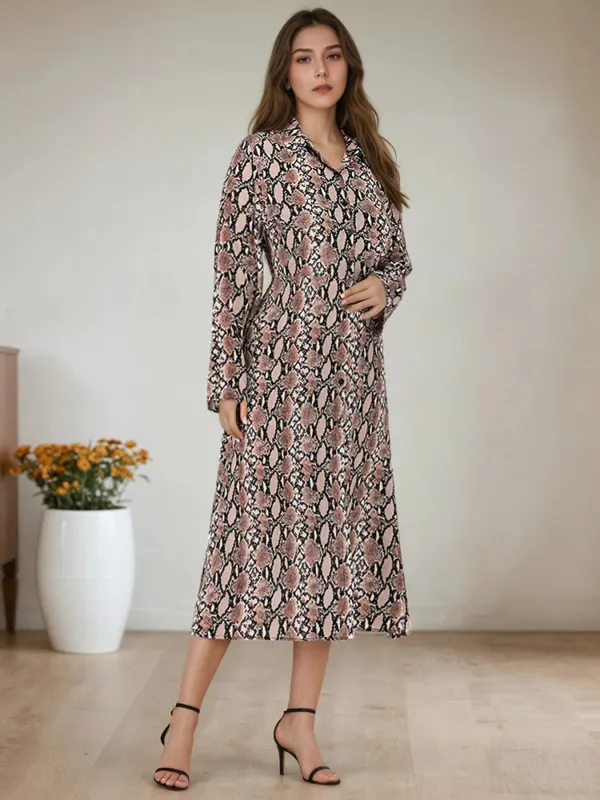 Snake Print Long Sleeve Shirt Dress sold by Charming Charlie