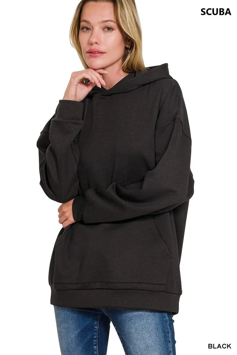 Zenana Oversized Scuba Hoodie with Kangaroo Pocket sold by Charming Charlie