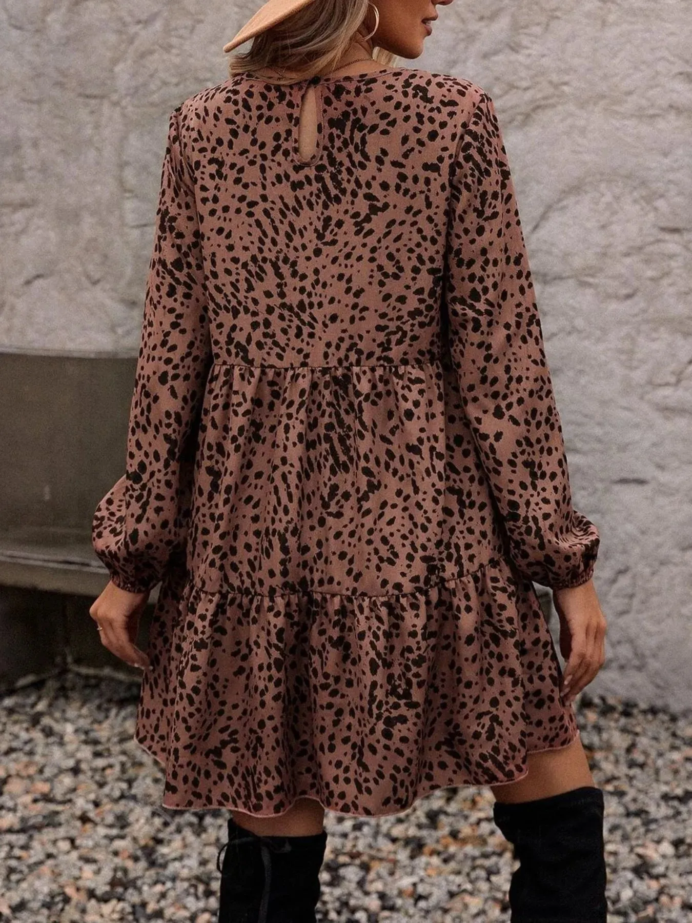 Leopard Print Long Sleeve Casual Dress sold by Charming Charlie product image thumbnail 5