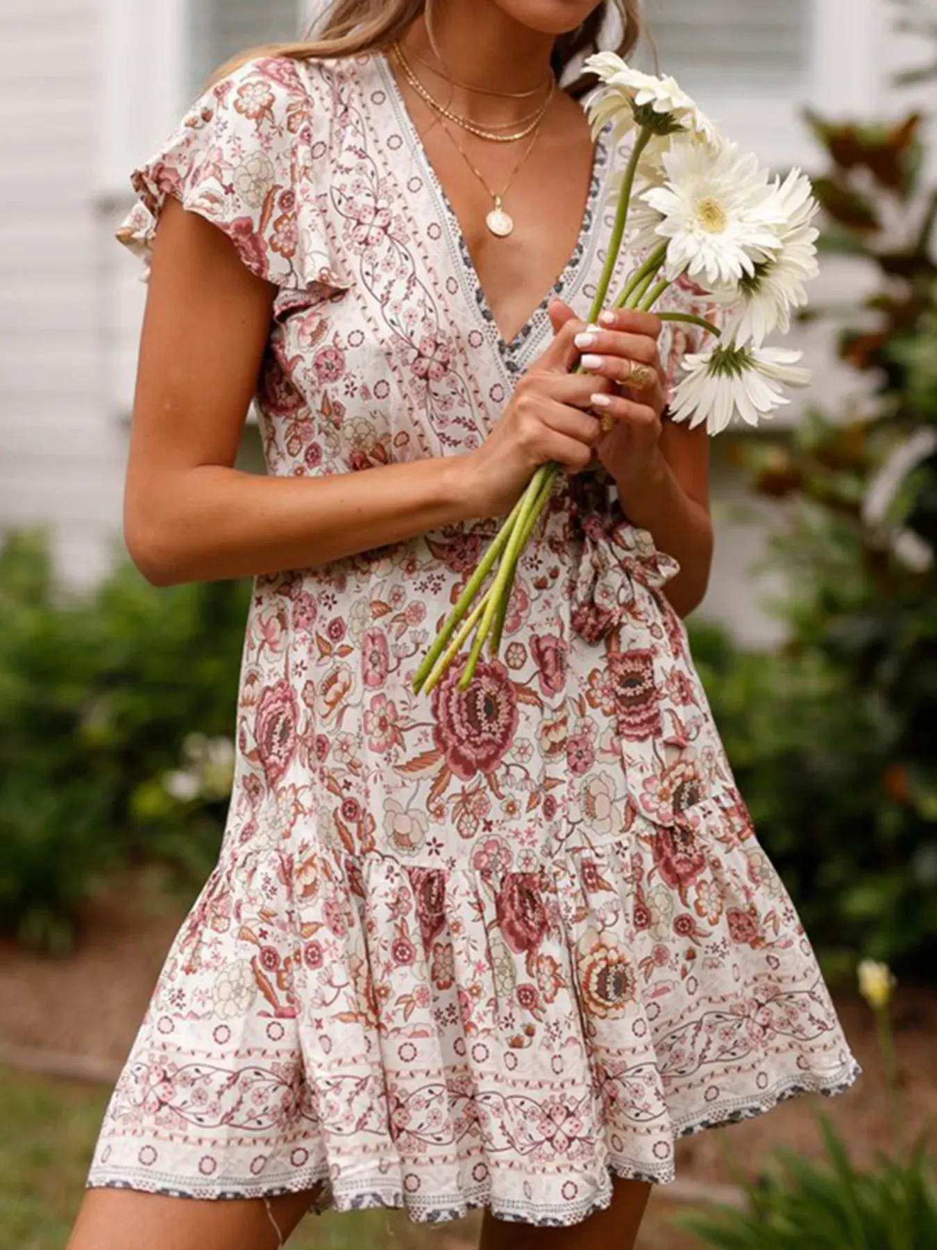 Surplice Flutter Sleeve Mini Dress sold by Charming Charlie product image thumbnail 2