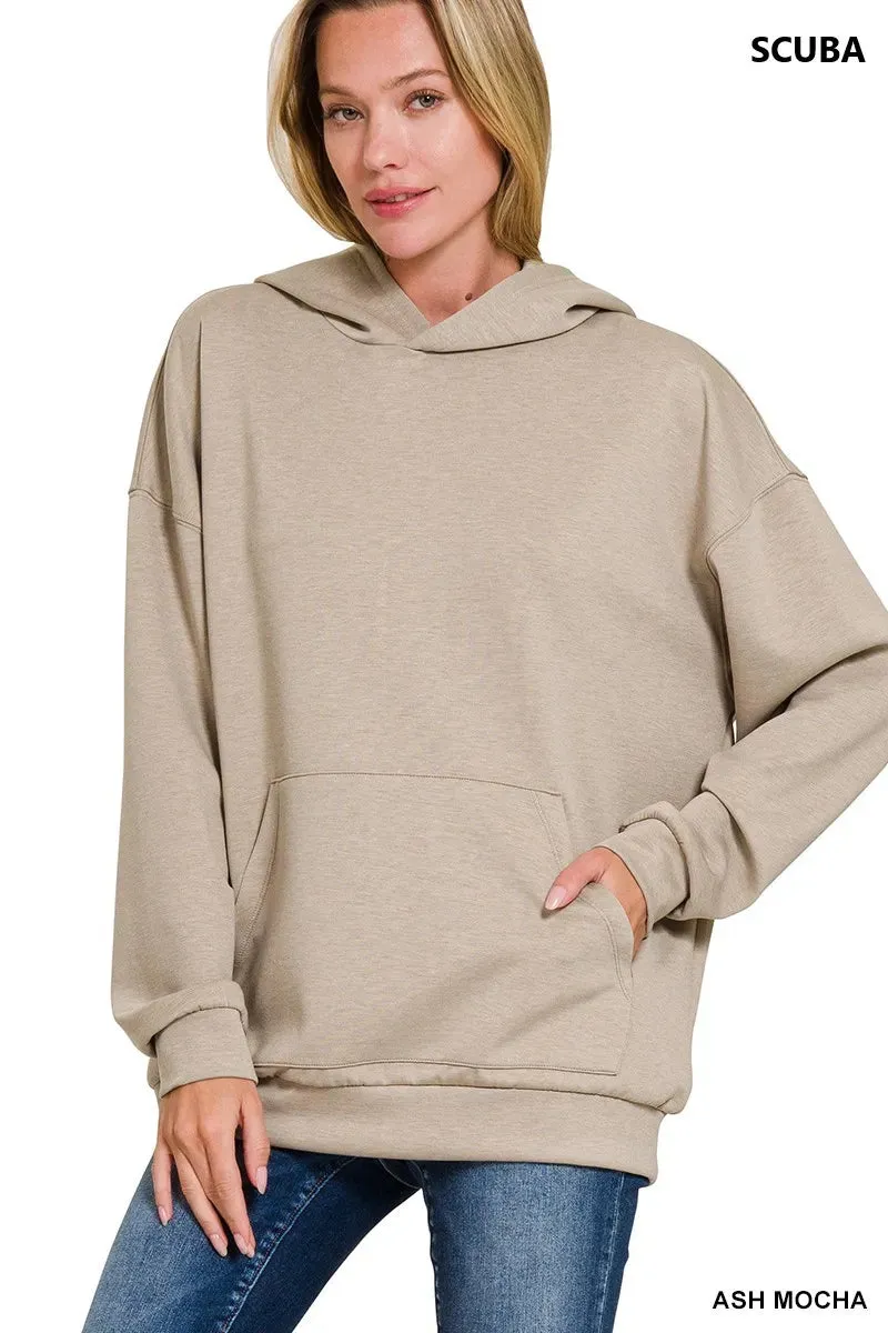 Zenana Oversized Scuba Hoodie with Kangaroo Pocket sold by Charming Charlie