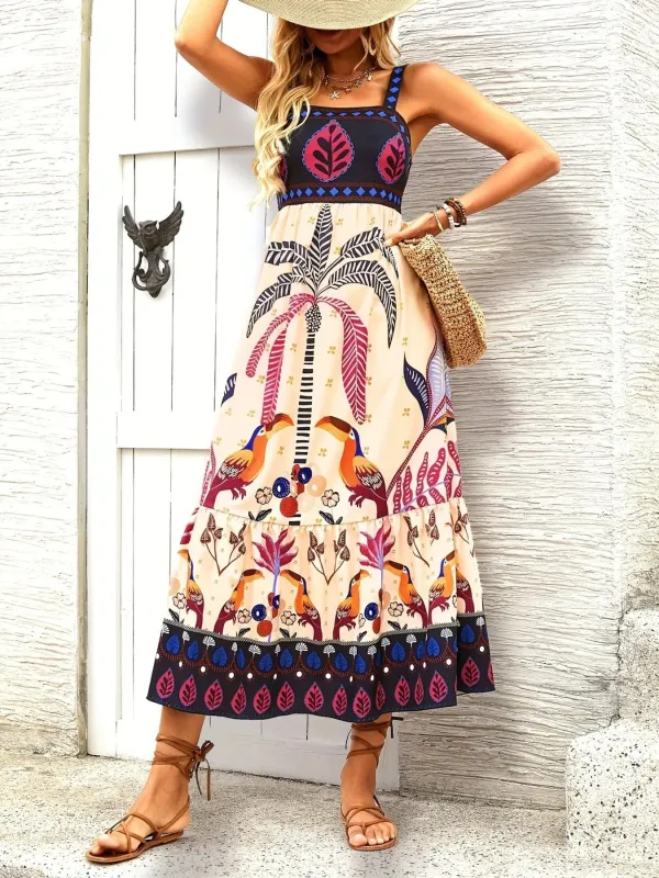 Printed Square Neck Midi Dress sold by Charming Charlie