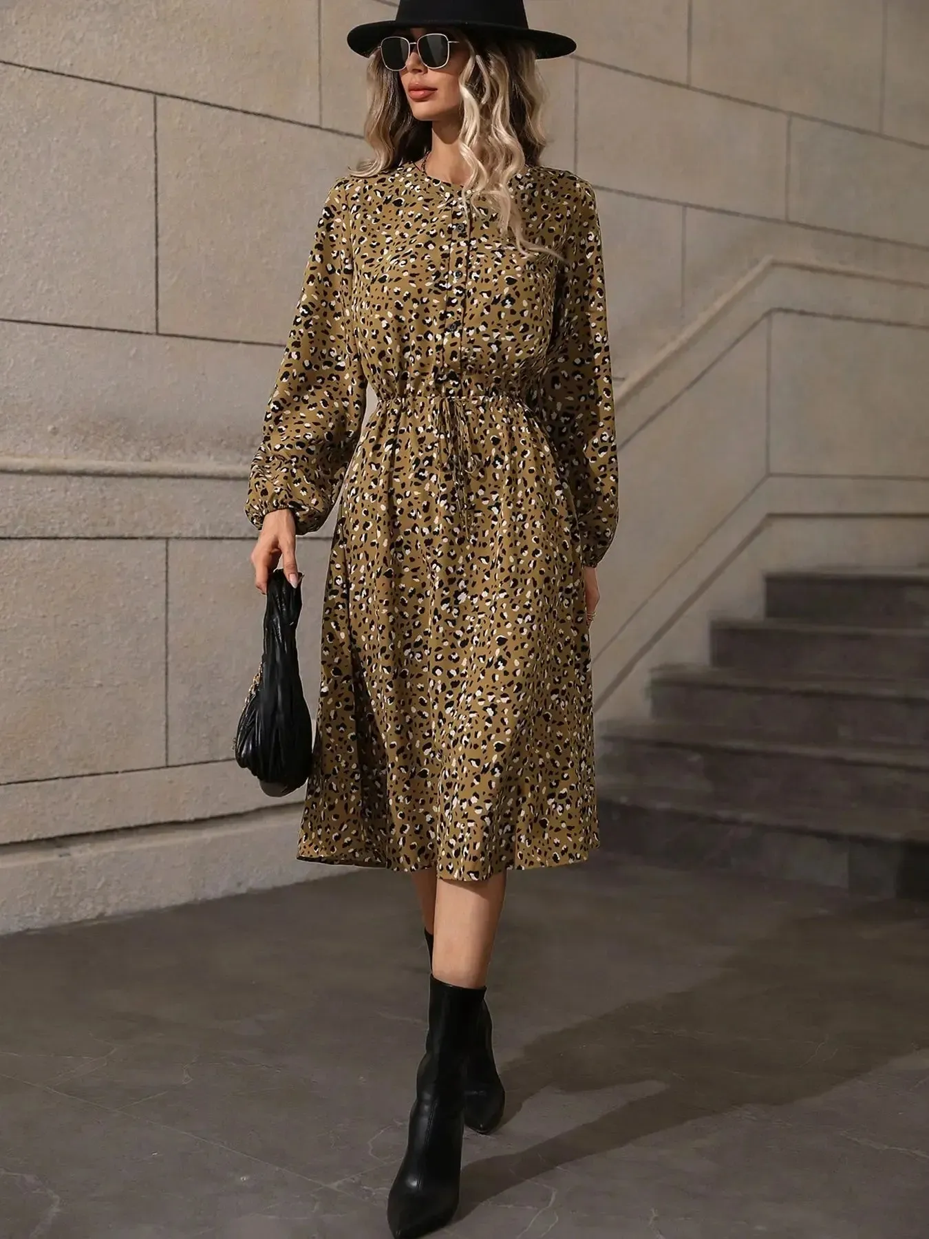 Printed Long Sleeve Midi Dress sold by Charming Charlie product image thumbnail 2