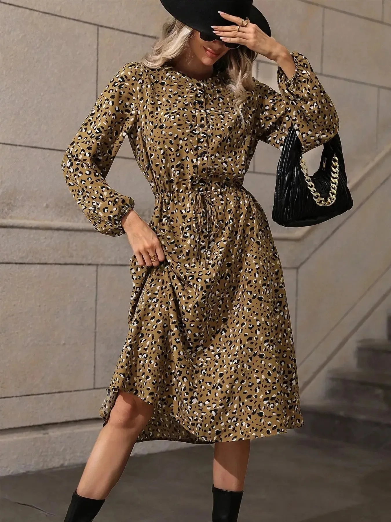 Printed Long Sleeve Midi Dress sold by Charming Charlie product image thumbnail 4
