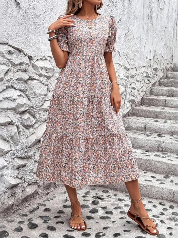 Floral Print Short Sleeve Midi Dress sold by Charming Charlie