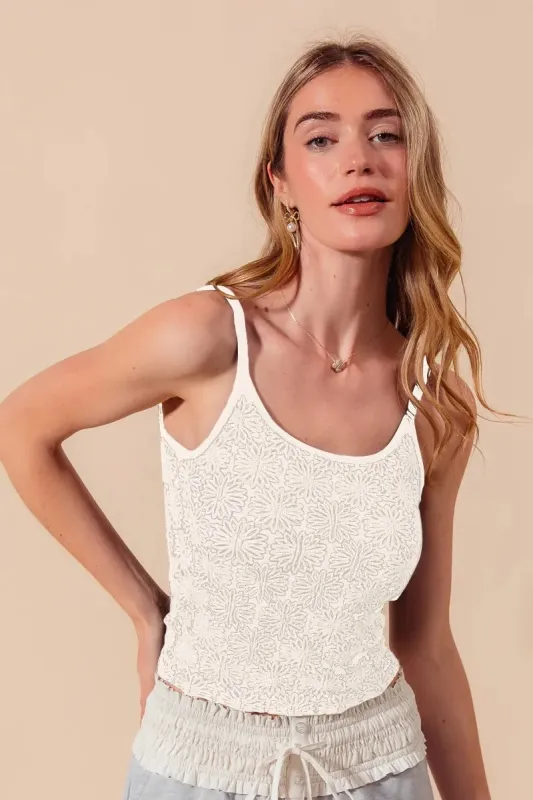 SO ME Two Tone Floral Seamless Tank Top sold by Charming Charlie