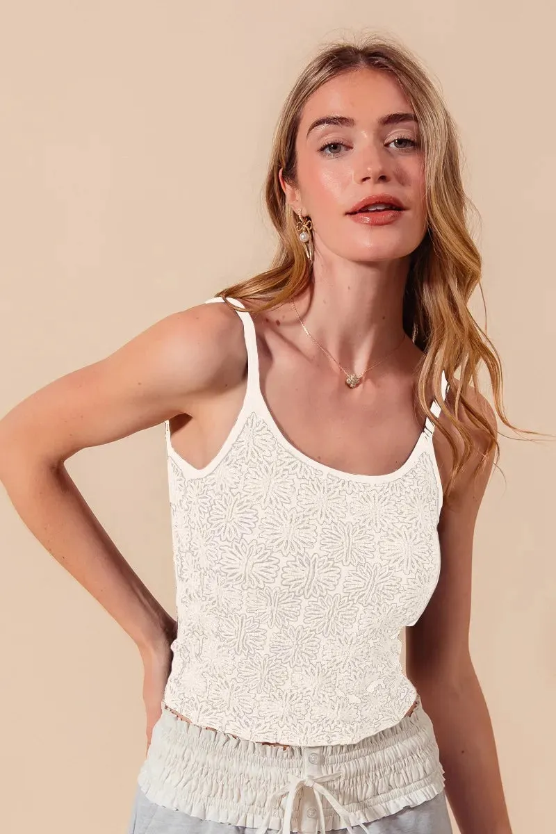 SO ME Two Tone Floral Seamless Tank Top sold by Charming Charlie