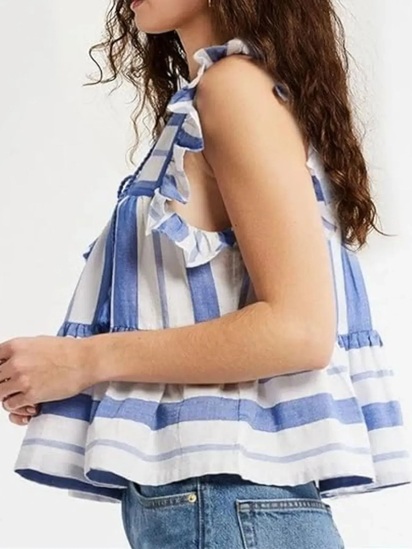 Tassel Ruffled Striped Blouse sold by Charming Charlie product image thumbnail 2