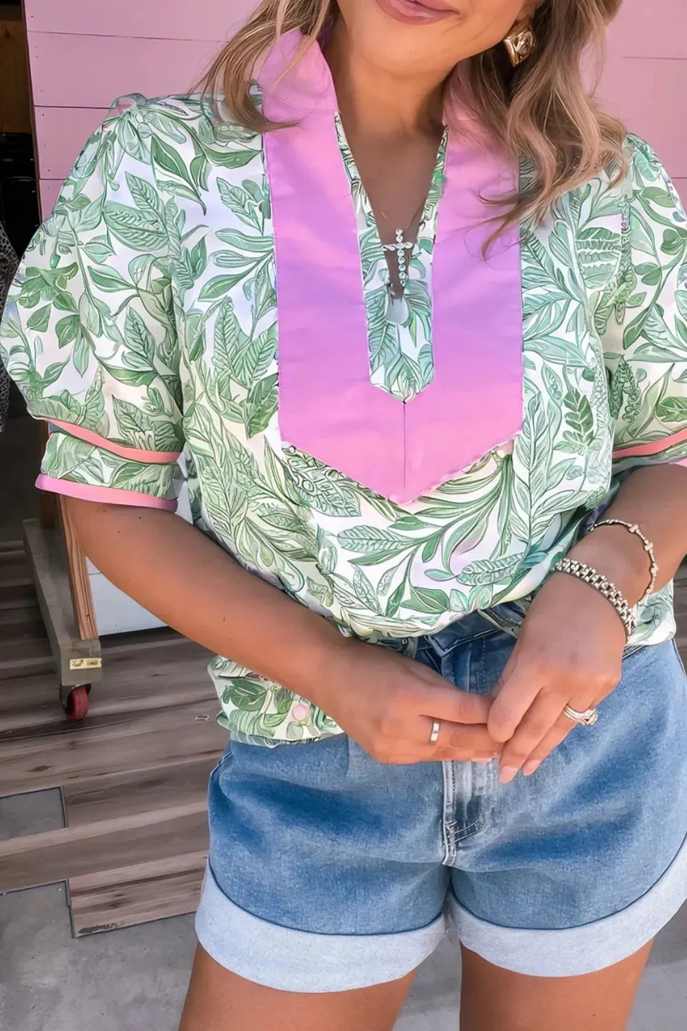 Printed Puff Sleeve Blouse sold by Charming Charlie product image thumbnail 3