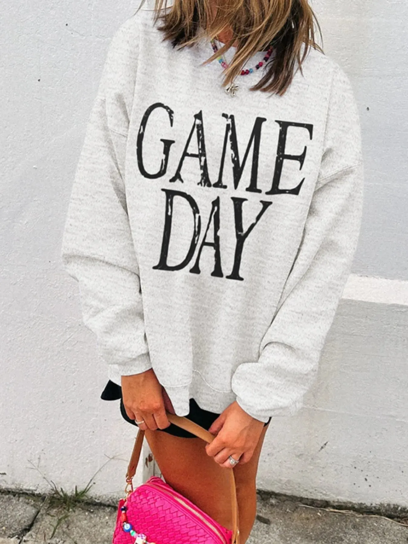Washed GAME DAY Graphic Baggy Sweatshirt sold by Charming Charlie product image thumbnail 2