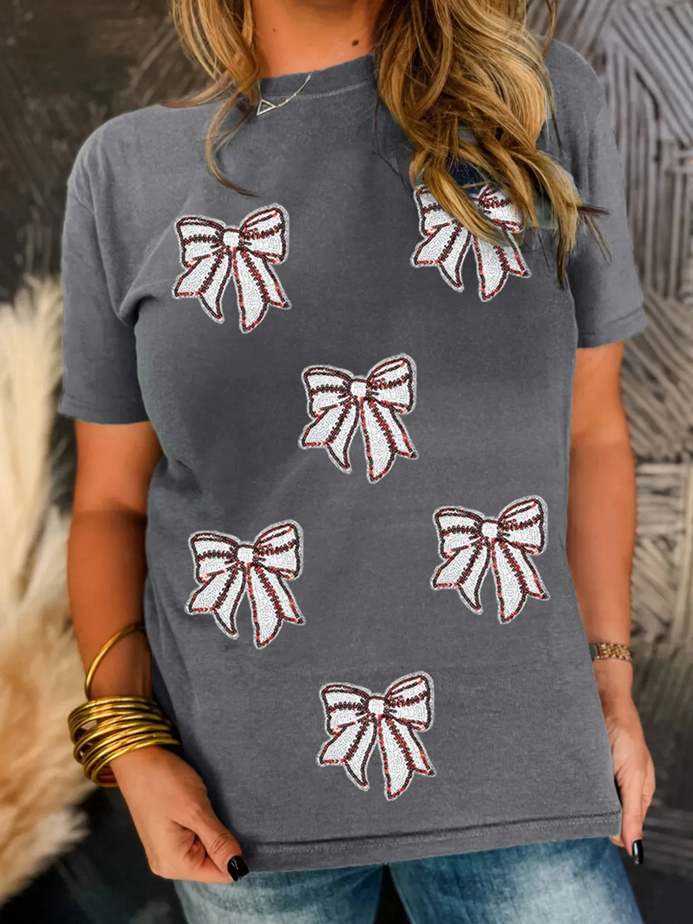 Sequin Bow Short Sleeve Tee sold by Charming Charlie product image thumbnail 5