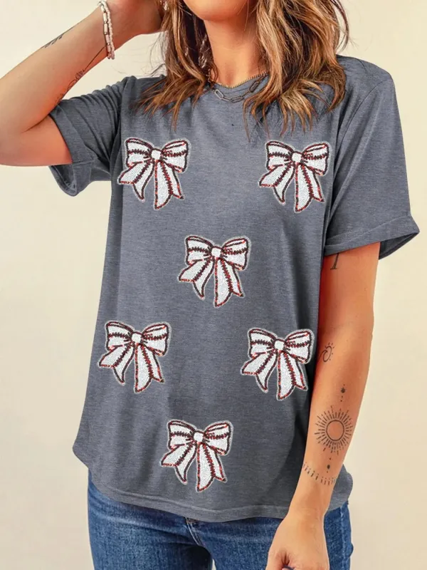Sequin Bow Short Sleeve Tee sold by Charming Charlie