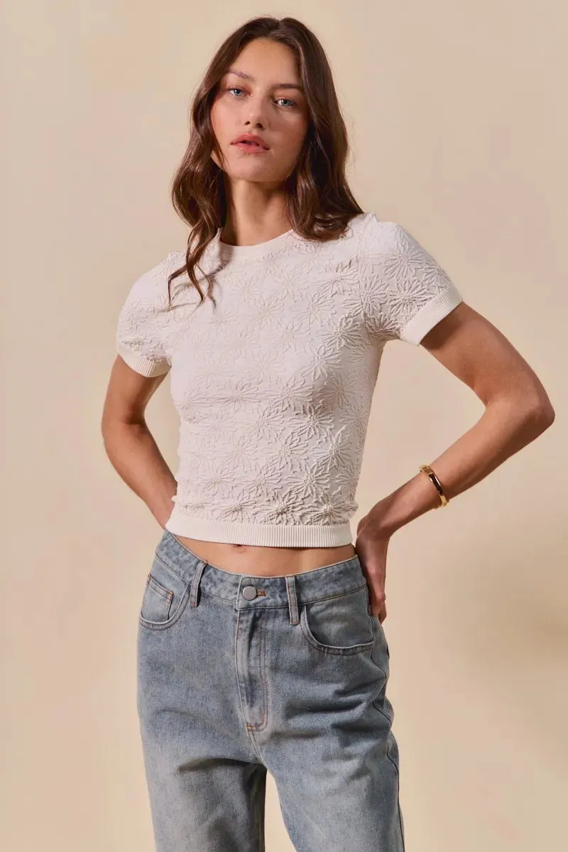 SO ME Floral Patterned Seamless Short Sleeve Top sold by Charming Charlie product image thumbnail 5