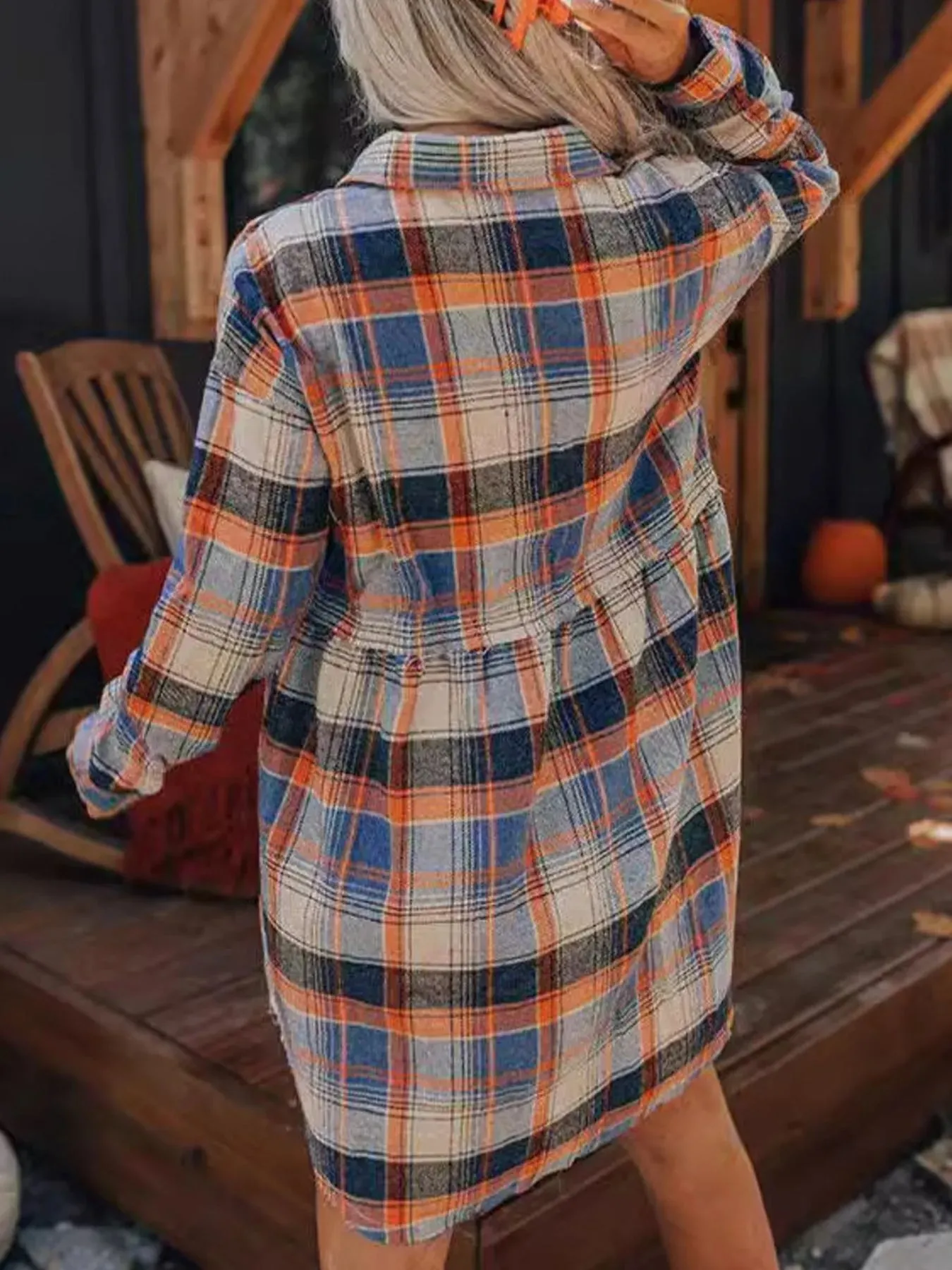 Plaid Long Sleeve Shirt Dress sold by Charming Charlie product image thumbnail 3