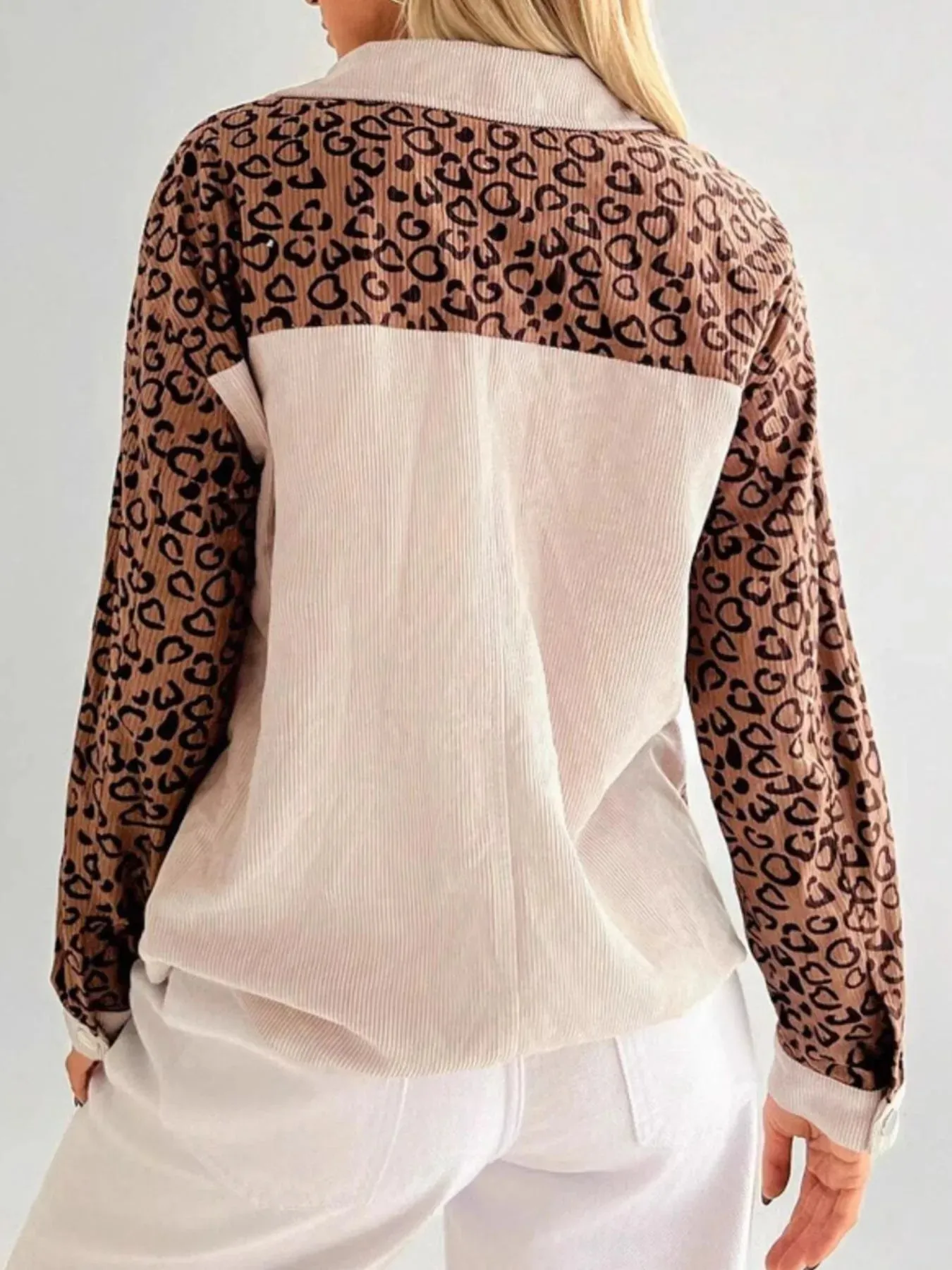 Leopard Long Sleeve Jacket with Chest Pockets sold by Charming Charlie product image thumbnail 5