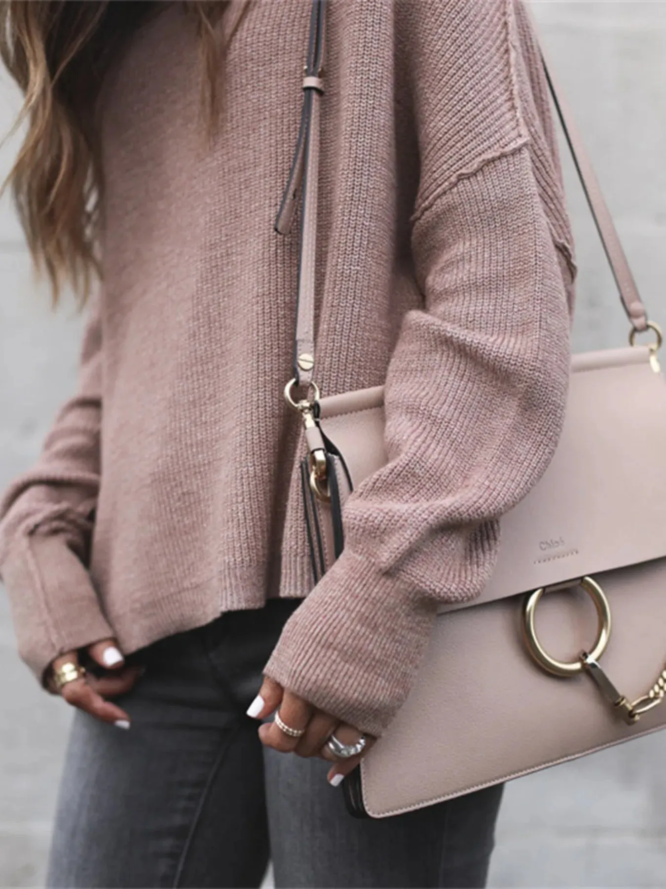 Ribbed Relaxed Fit Long Sleeve Sweater sold by Charming Charlie product image thumbnail 2