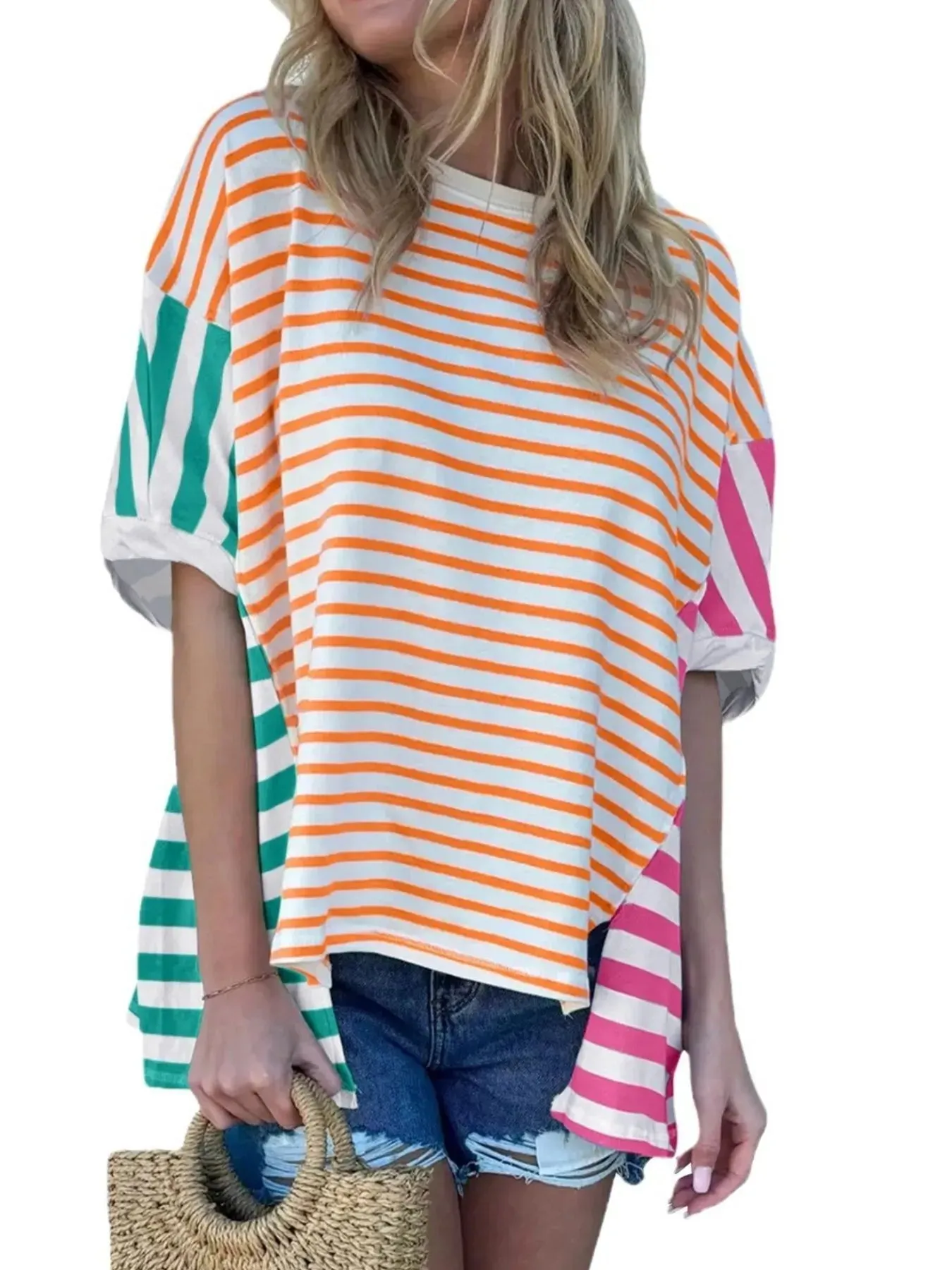 Colorful Striped Oversized T-Shirt sold by Charming Charlie product image thumbnail 5