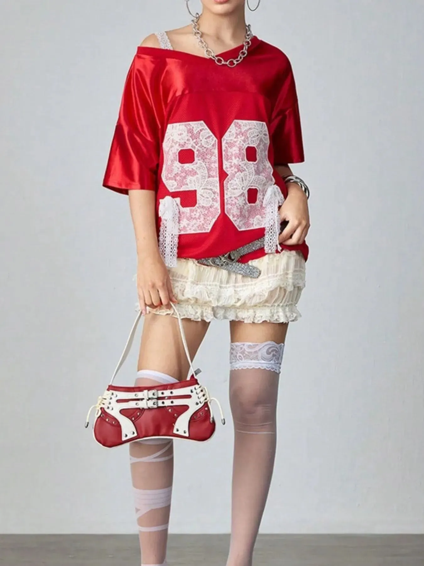 Oversized Number 98 Half Sleeve T-Shirt sold by Charming Charlie product image thumbnail 3