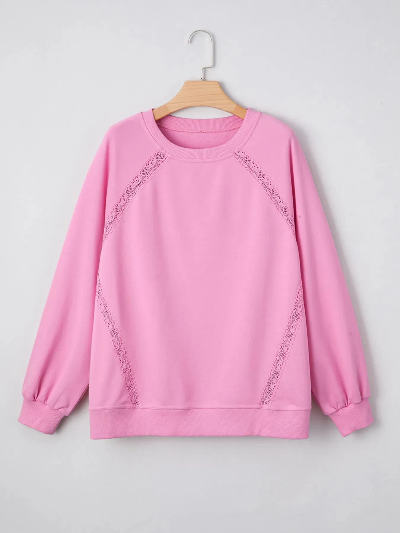 Lace Patched Raglan Sleeve Loose Fit Sweatshirt sold by Charming Charlie product image thumbnail 3