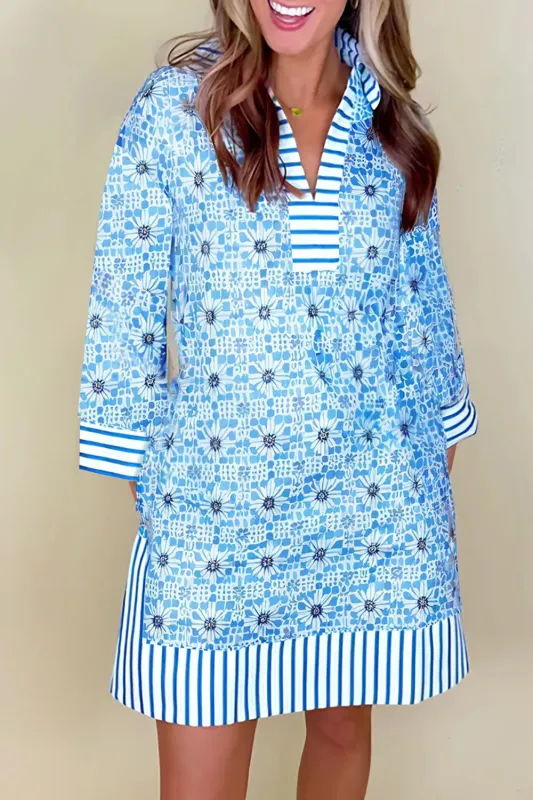 Striped Hem Printed 3/4 Sleeve Dress sold by Charming Charlie