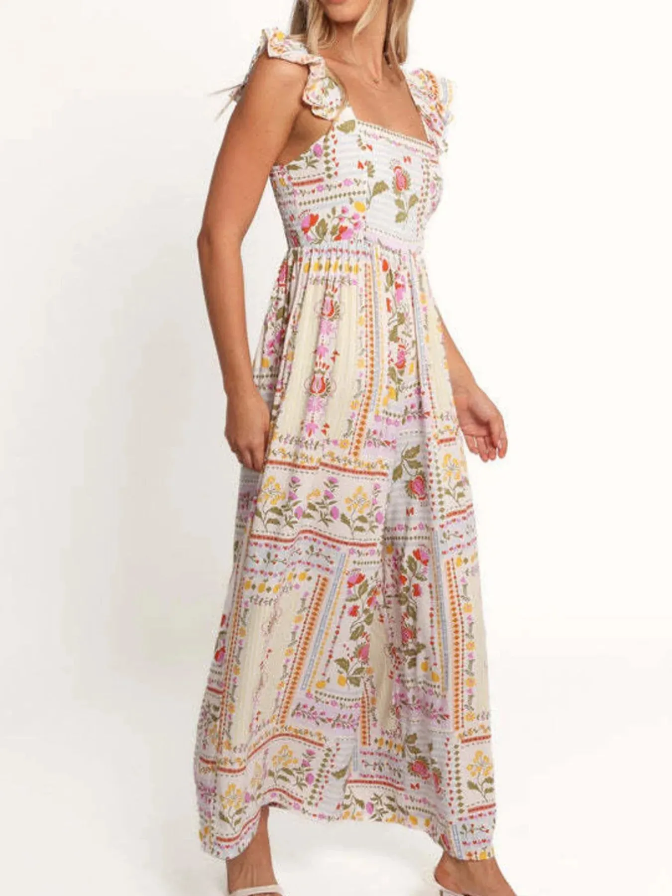 Floral Print Ruffle Strap Jumpsuit sold by Charming Charlie product image thumbnail 2