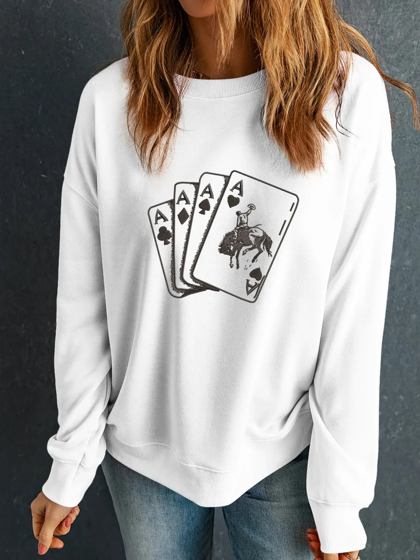 Ace Card Cowboy Graphic Long Sleeve Sweatshirt sold by Charming Charlie product image thumbnail 2